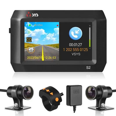 VSYS S2 S2L Dual 1080P Motorcycle DVR Dash Cam SONY Starvis Bluetooth TPMS Parking Mode Waterproof Motorcycle Camera WiFi GPS