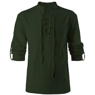 Medievale Rinascimento 17° secolo Blusa / Camicia Costume Cosplay Cavaliere Celtico Elfico Coulisse Tinta unica Costume Per uomo Costumi da pirata Fantasia Halloween Mascherata Casual Quotidiano