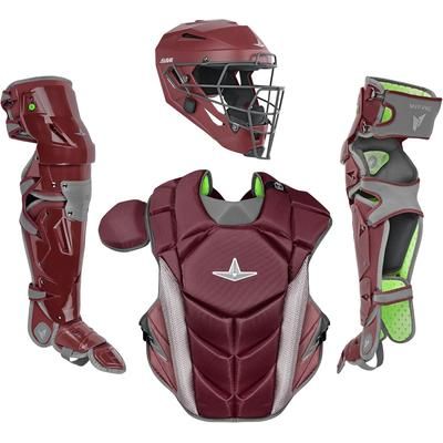 All Star MVP-Pro NOCSAE Certified Adult Baseball Catcher's Set Maroon/Graphite