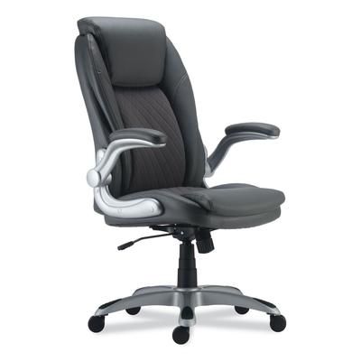 Alera LT4219 Alera Leithen Bonded Leather Midback Chair, Supports Up to 275 lb, Gray Seat/Back, Silver Base ALELT4219