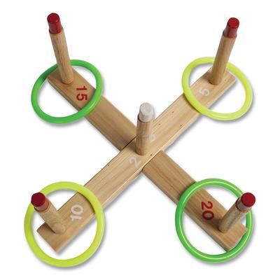 Champion QS1 Ring Toss Set, Plastic/Wood, Assorted Colors, 4 Rings/5 Pegs/Set - 1 Set CSIQS1