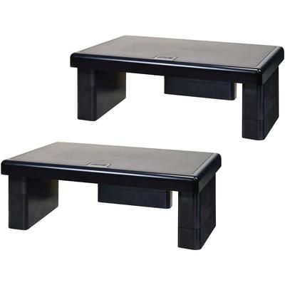 Data Accessories Corp 02160 Stax MP-107 Monitor Riser Stand - 66 lb Load Capacity - 4.8", x 13" x 10.5" Depth - Recycled Plastic - Black - Pack of 2 D