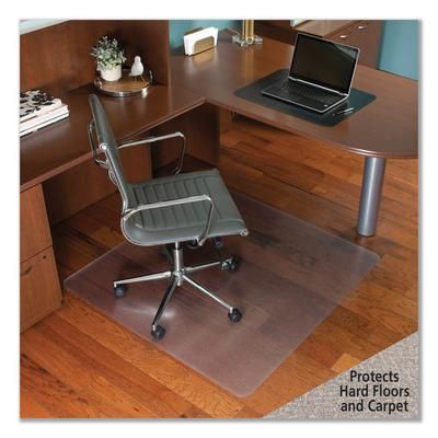 E.S. Robbins 121442 Floor+Mate, For Hard Floor to Medium Pile Carpet up to 0.75", 46 x 48, Clear ESR121442