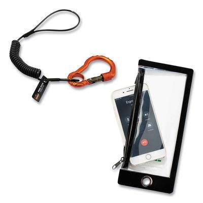 Ergodyne 19665 Squids 3195 Cell Phone Tool Tethering Kit, 1 lb Max Working Capacity, 12" to 48", Black/Orange, Ships in 1-3 Business Days EGO19665