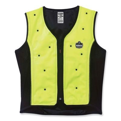 Ergodyne 12678 Chill-Its 6685 Premium Dry Evaporative Cooling Vest with Zipper, Nylon, 4X-Large, Lime, Ships in 1-3 Business Days EGO12678