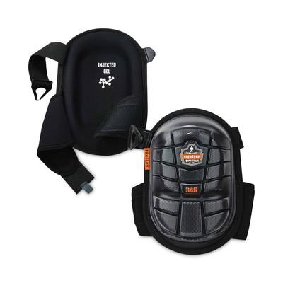 Ergodyne 18445 ProFlex 345 Injected Gel Knee Pads, Long Cap, Hook and Loop Closure, One Size, Black, Pair, Ships in 1-3 Business Days - 1 Pair EGO1844