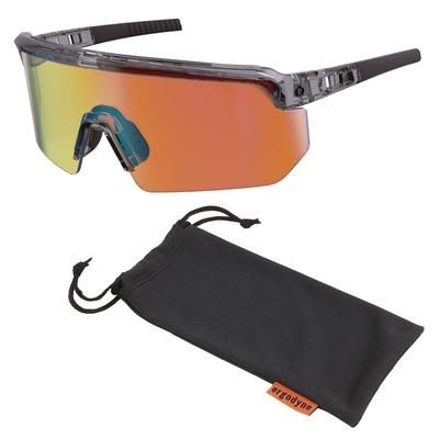 Ergodyne 55013 Skullerz AEGIR Safety Glasses, Mirrored Lenses, Clear Smoke Nylon Frame, Orange Mirror PolyCarb Lens, Ships in 1-3 Bus Days EGO55013