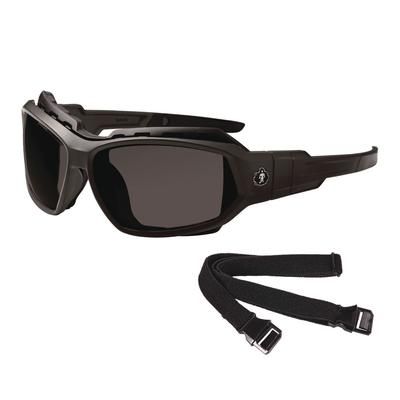 Ergodyne 56035 Skullerz LOKI Anti-Scratch/Anti-Fog Convert Safety Spoggles, Strap, Matte Black Frame,Smoke Poly Lens, Ships in 1-3 Bus Days