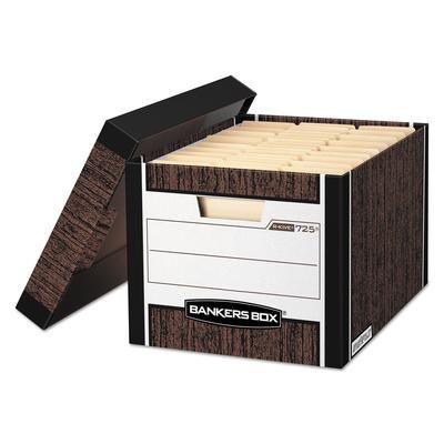 Fellowes 0072506 R-KIVE Heavy-Duty Storage Boxes, Letter/Legal Files, 12.75" x 16.5" x 10.38", Woodgrain, 4/Carton - Carton of 4 Boxes FEL0072506