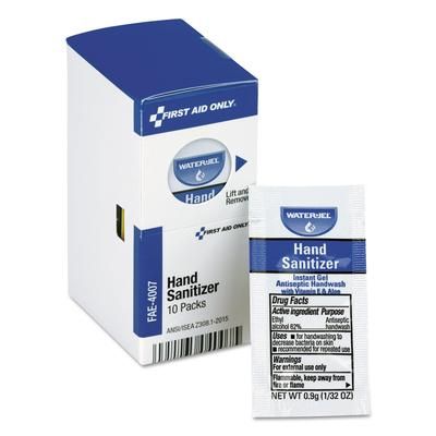 First Aid Only FAE4007 Gel Hand Sanitizer Packets for SmartCompliance First Aid Kits, 0.9 g, Clean Scent, 10/Box - Box of 10 FAOFAE4007