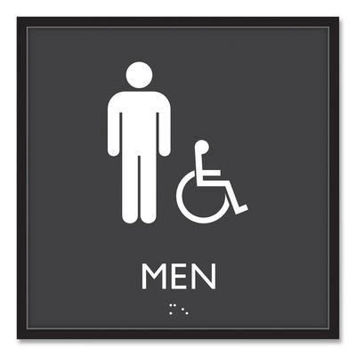 Headline® Sign 66915 ADA Sign, Men Accessible, Plastic, 8 x 8, Clear/White USS66915