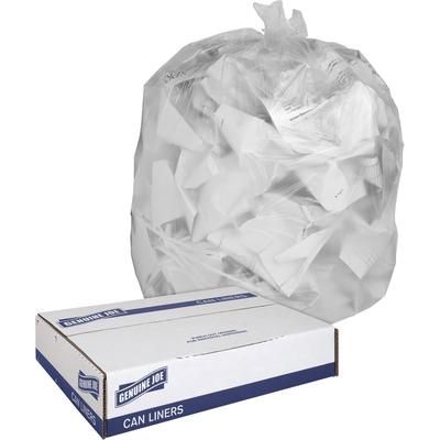 Genuine Joe 01012 Clear Trash Bags, 30 Gallon, 0.6 Mil, 30" X 36", Box of 250 - Box of 250 GJO01012