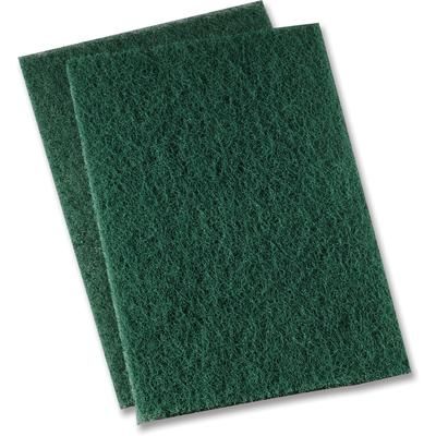 Genuine Joe 18421 Heavy-duty Scouring Pad - 3.5" x 3.5" Depth - 15/Carton - Polyester Blend - Green - Case of 15