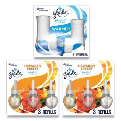 Glade 319962 Plugin Scented Oil, Hawaiian Breeze, 0.67 oz, 2 Warmers and 6 Refills/Pack