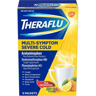 GlaxoSmithKline 91706 Theraflu Daytime Cold Medicine - For Cold, Flu, Nasal Congestion, Cough, Body Ache, Sore Throat, Sinus Pain, Headache, Fever - G
