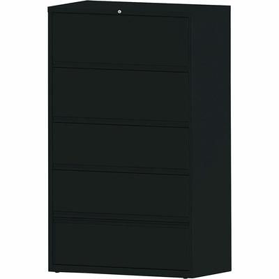 Lorell 43517 Lateral File, RCD, 5-Drawer, 42" x 18-5/8" x 68-3/4", Black LLR43517