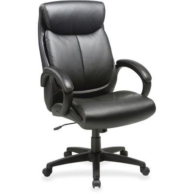 Lorell 59497 High Back Leather Chair, 28" x 31-3/4" x 45-1/2". Black LLR59497