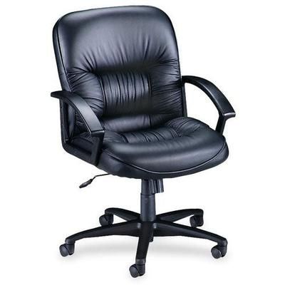 Lorell 60115 Black Leather Exec Midback Chair, 25 3/4 x 29 x 38 1/2 LLR60115