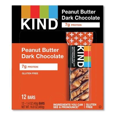 Kind 17256 Plus Nutrition Boost Bar, Peanut Butter Dark Chocolate/Protein, 1.4 oz, 12/Box - Box of 12 KND17256