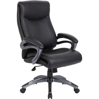 Lorell 69516 High-Back Exec Chair, Leather, 27"x30"x46-1/2", BK LLR69516