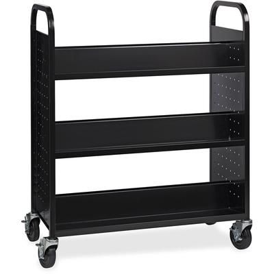 Lorell 99931 Book Cart, Double-sided, 6 Shelves, 38" W x 18" D x 46-1/4" H, Black LLR99931