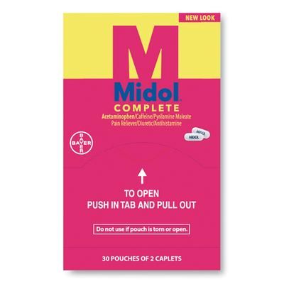 Midol® BXMD30 Complete Menstrual Caplets, Two-Pack, 30 Packs/Box - Box of 30