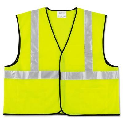MCR Safety VCL2SLL Class 2 Safety Vest, Fluorescent Lime w/Silver Stripe, Polyester, Large CRWVCL2SLL