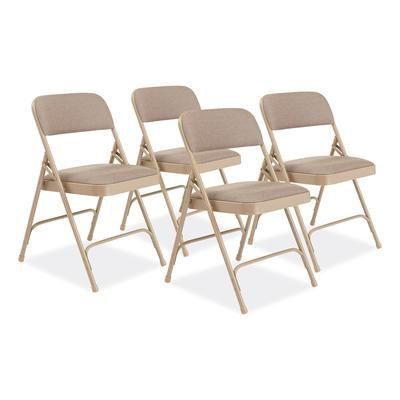 National Public Seating 2201 2200 Series Deluxe Fabric Upholstered Dual-Hinge Premium Folding Chair, Supports 500lb, Cafe Beige,4/CT - Case of 4