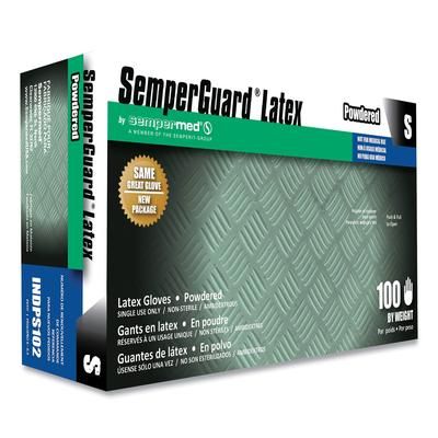 SemperGuard INDPS102BX Latex Powdered Gloves, Cream, Small, 100/Box - Box of 100