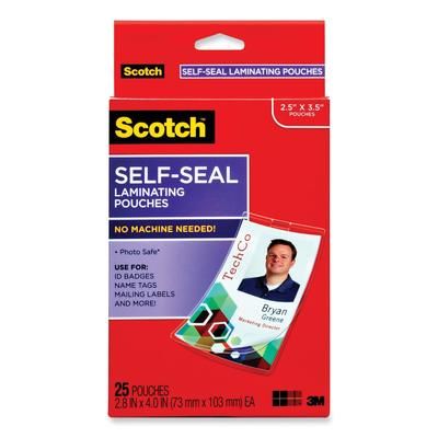 Scotch LS852G Self-Sealing Laminating Pouches, 12.5 mil, 2.31" x 4.06", Gloss Clear, 25/Pack - Pack of 25 MMMLS852G