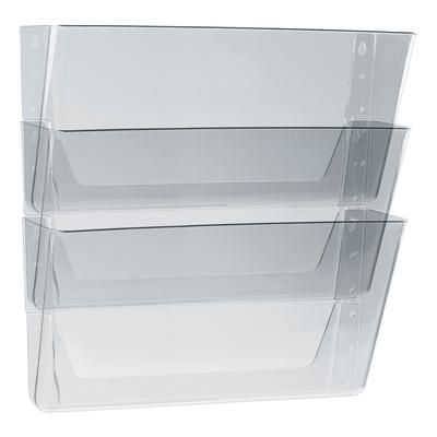 Storex 70229U06C Wall File, Legal 16 x 14, Three Pocket, Clear - Pack of 3 STX70229U06C