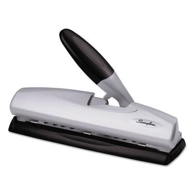Swingline 74030 20-Sheet LightTouch Desktop Two-to-Seven-Hole Punch, 9/32" Holes, Silver/Black