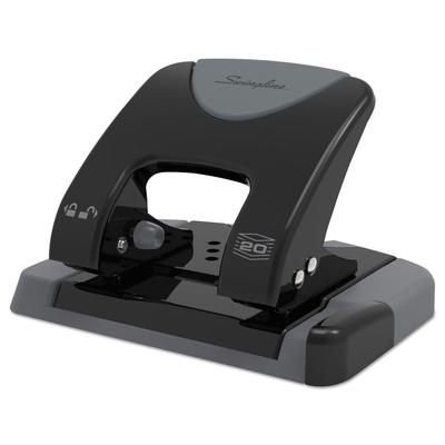 Swingline 74135 20-Sheet SmartTouch Two-Hole Punch, 9/32" Holes, Black/Gray