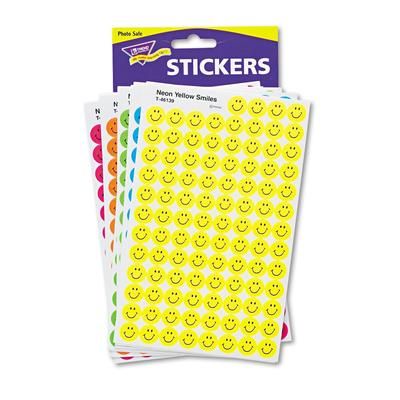 Trend Enterprises T1942 SuperSpots and SuperShapes Sticker Variety Packs, Neon Smiles, 2,500/Pack - Pack of 2500 TEPT1942