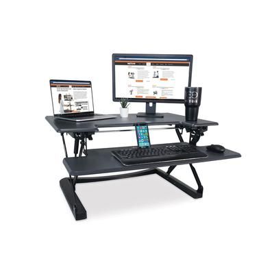 Victor DCX760G High Rise Height Adjustable Standing Desk with Keyboard Tray, 36w x 31.25d x 20h, Gray/Black VCTDCX760G
