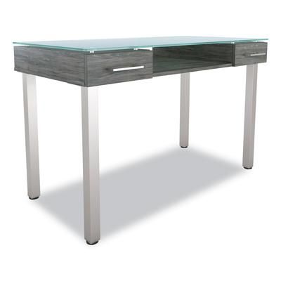 Union & Scale™ 24398955 Prestige Glass Writing Desk, 47.1" x 23.5" x 29.5", Gray