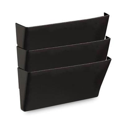 Universal Office Products 08121 Wall File Pockets, 3 Sections, Letter Size,13" x 4.13" x 14.5", Black, 3/Pack - Pack of 3 UNV08121