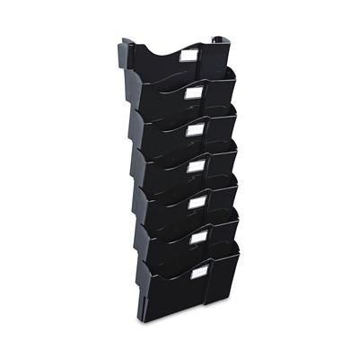 Universal Office Products 8174 Grande Central Filing System, 7 Sections, Legal/Letter Size, Wall Mount, 16" x 4.75" x 38.25", Black, 7/Pack - Pack of