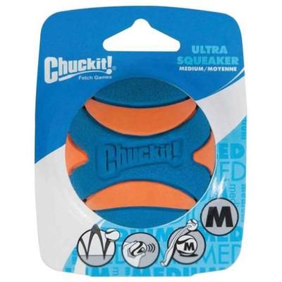 Chuckit Ultra Squeaker Medium Ball - Orange/Blue - Blue