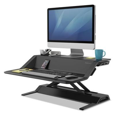 Fellowes Lotus Sit-Stands Workstation, 32.75" x 24.25" x 5.5" to 22.5", Black (FEL0007901)