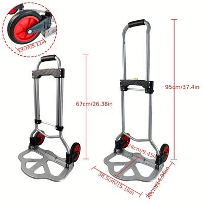 TEMU Folding Transport Trolley Height-adjustable With Handle And Wheels And Wheels Max. 60 Kg For Transporting And Travelling Shopping
