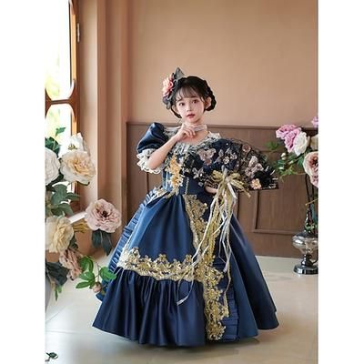 Gotico Cosplay Lolita Rococò Vestito Costume da festa Mascherata Principessa Shakespeare Tinta unica Abito da ballo Costume Ragazze Reale Natale Halloween Carnevale Feste Compleanno Ferie Bambino