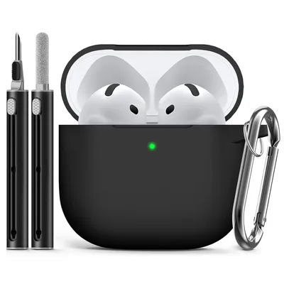 for AirPods 4 Case Cover (2024) with Cleaner Kit,Soft Silicone Protective Case for Apple AirPods 4th Generation Case for Women M