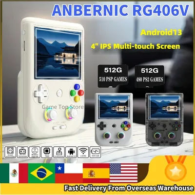 ANBERNIC RG406V Handheld Game Console 4" IPS Multi-touch Screen Android13 RG 406V Retro Video Games Support 1080p DP FOTA Update