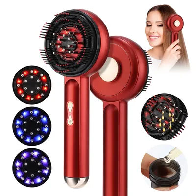 Electric Massage Comb Vibration Massager Red Light Follicle Comb Scalp Brush Hair Growth Anti Hair Loss Liquid Oil Applicator