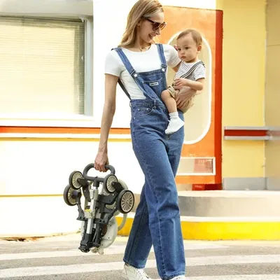 78 Lightweight Baby Stroller - Foldable, High View, Four-Wheel Travel Stroller with Reversible Seat, Elevated Baby Pushchair.