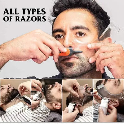 2pcs/set Multifunktional Men's Beard Shaping Tool Template, Beard Guide Shaper with Inbuilt Comb, Multi-liner Edges Shave for Cu