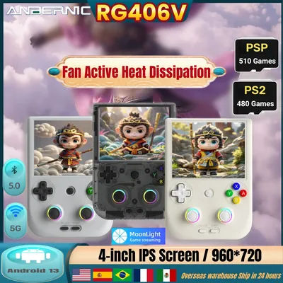 ANBERNIC RG406V Retro Handheld Game Video Player Console 4-inch IPS screen Android 13 Bluetooth WIFI 8G+128G 512G PSP PS2 Gift