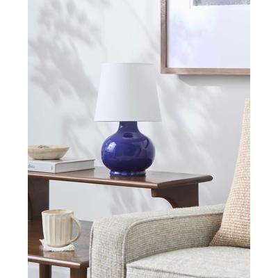 Theisseil 13"H x 8"W x 8"D Cottage Navy/White/Translucent Table Lamp - Boutique Rugs