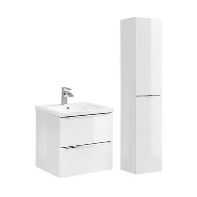 Set di mobili da bagno con lavabo effetto legno bianco 60cm